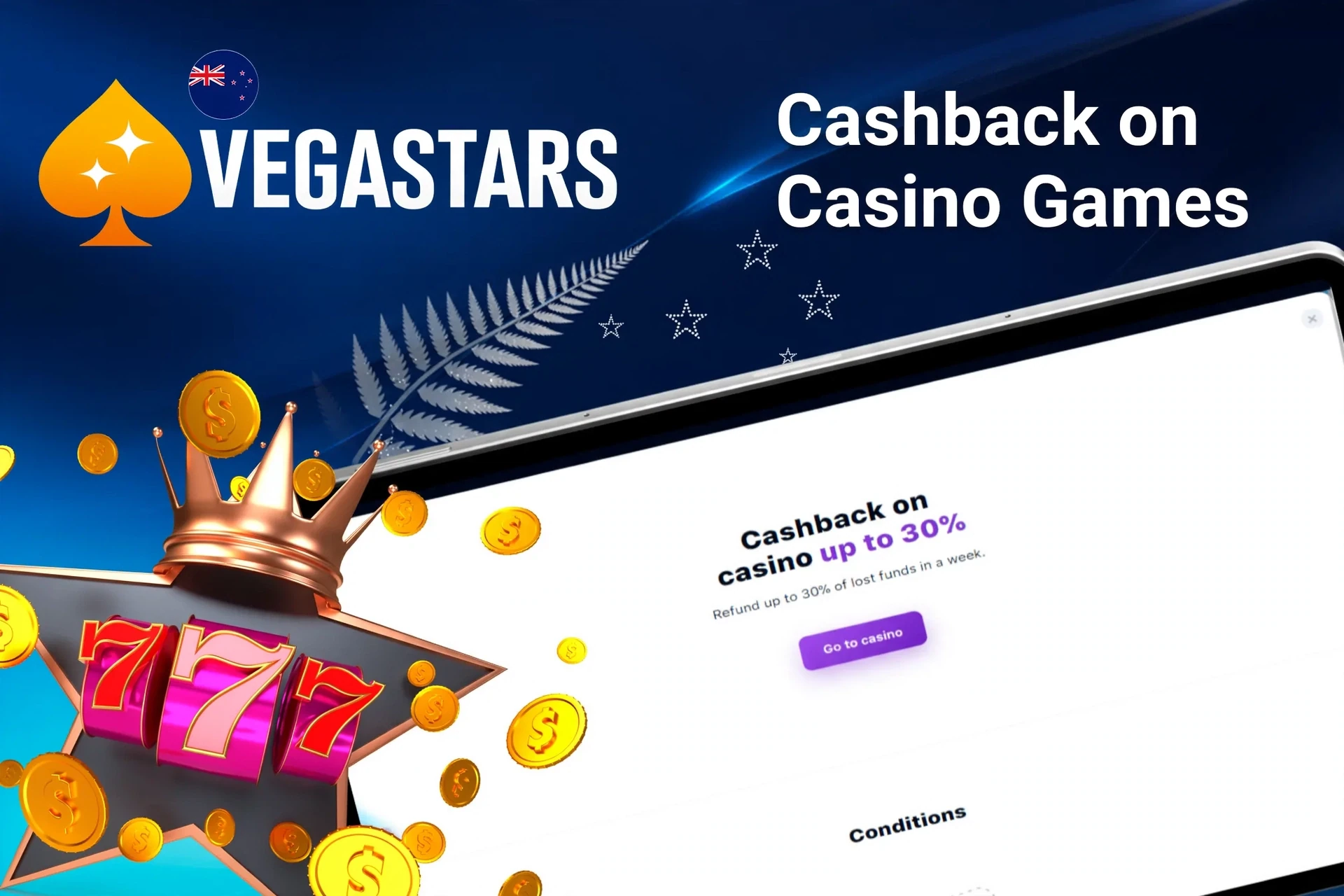 Mobile app with VegaStars poker rakeback offer up to 50%, red dice, and playing cards