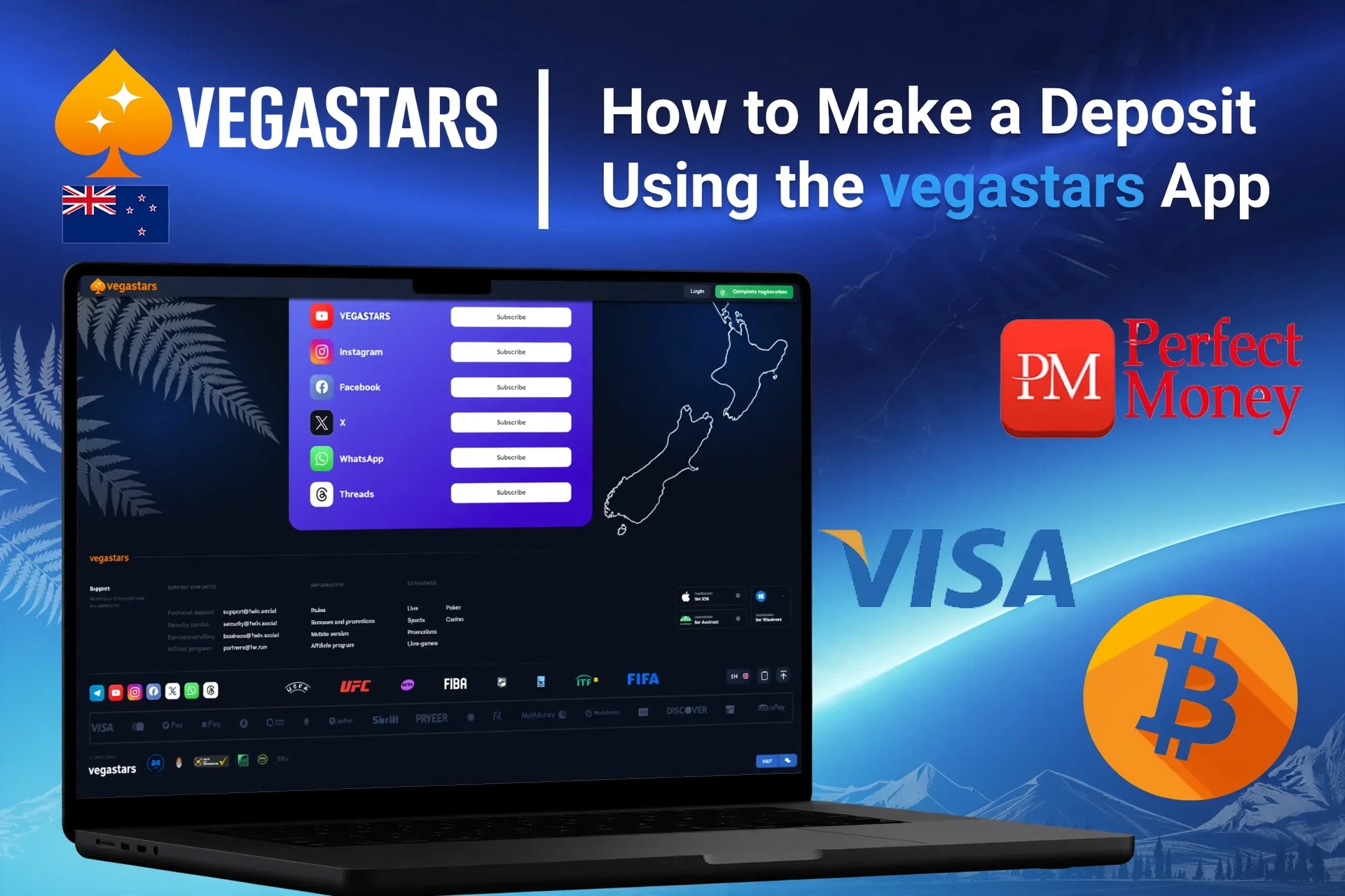 Registration process on the VegaStars mobile platform with social login options