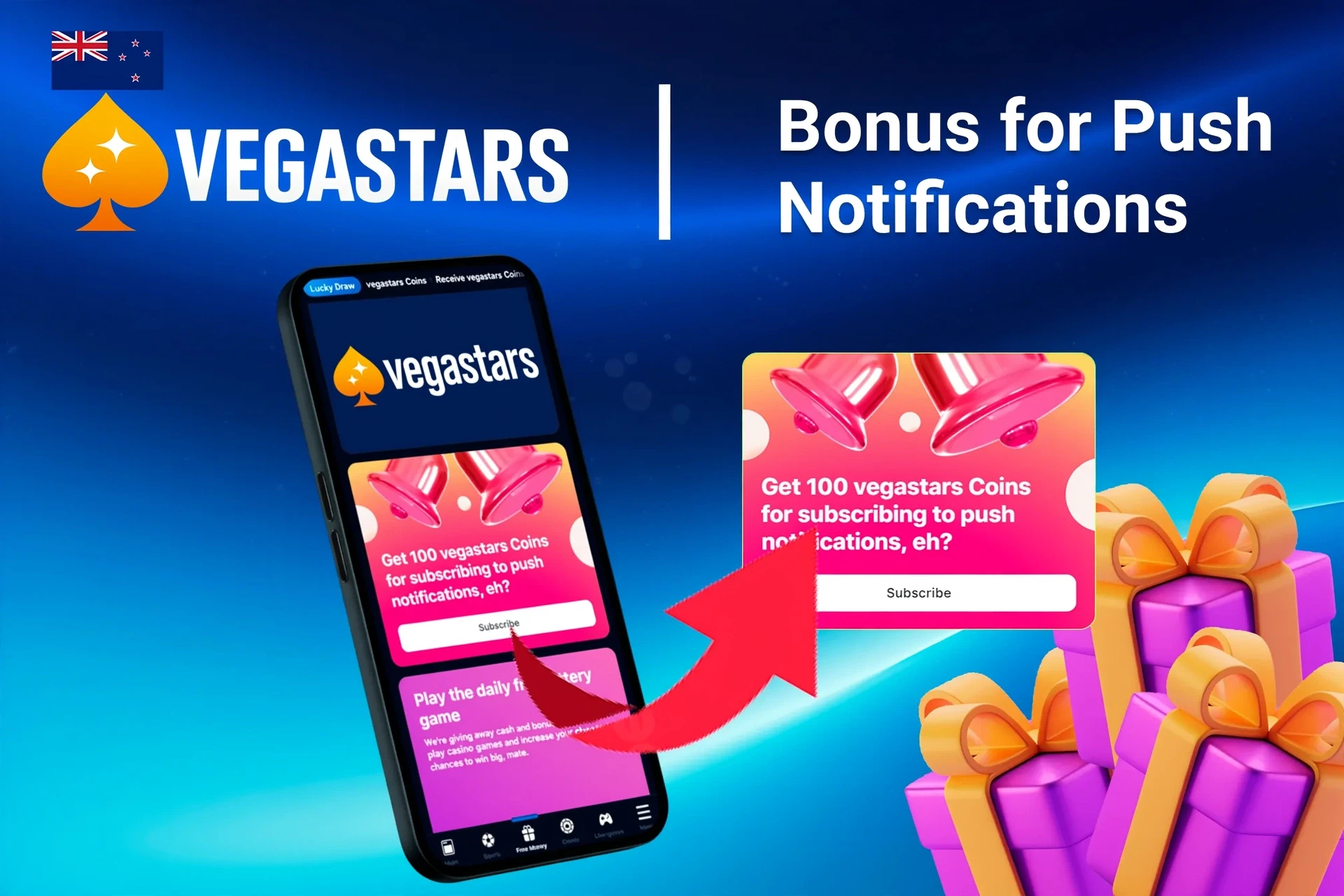 mobile app showing bonus offers and promotions with coins and poker-related graphics