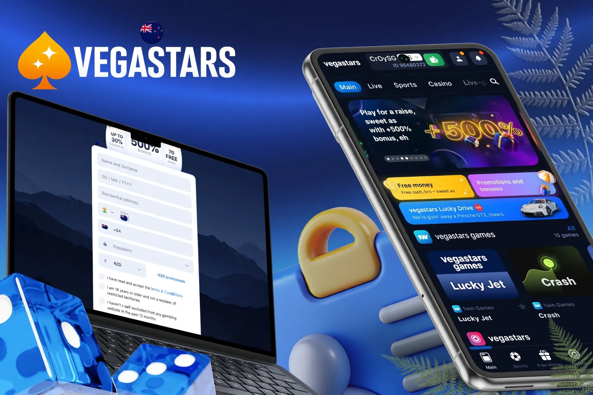 Description of registering with VegaStars and receiving a welcome bonus
